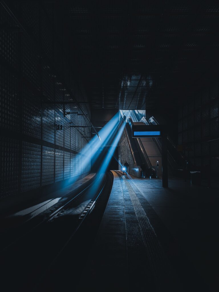 Metro with blue light